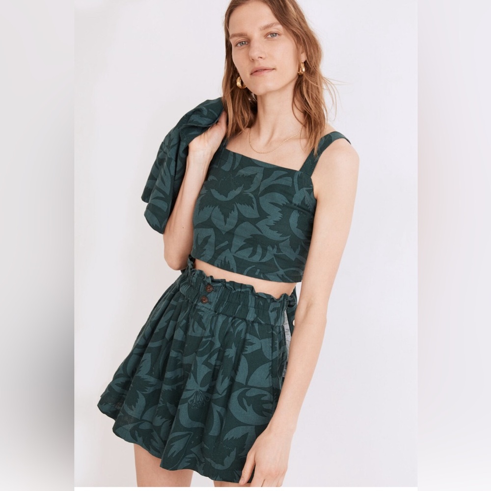 Linen-Blend Abbie Crop Top & Shorts in Tropicale Floral